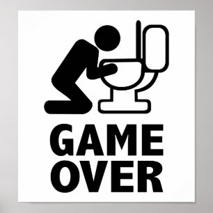 Game over puke toilet poster