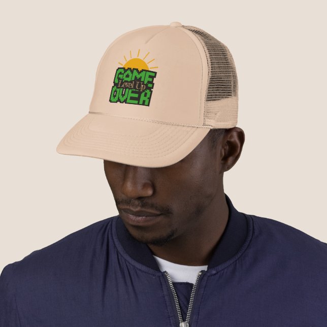 Game Over: Revive Old Games, Level Up Your Game Trucker Hat (In Situ)