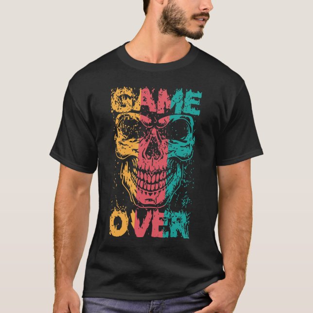 Game Over Skull  T-Shirt (Front)