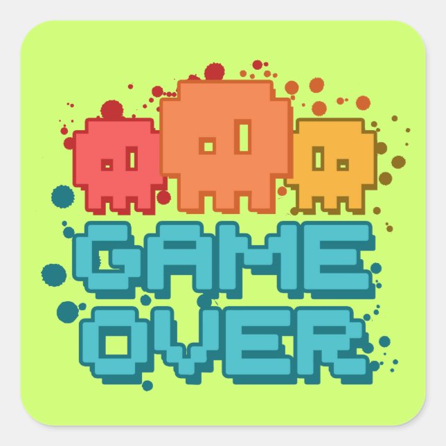 Game Over Square Sticker (Front)