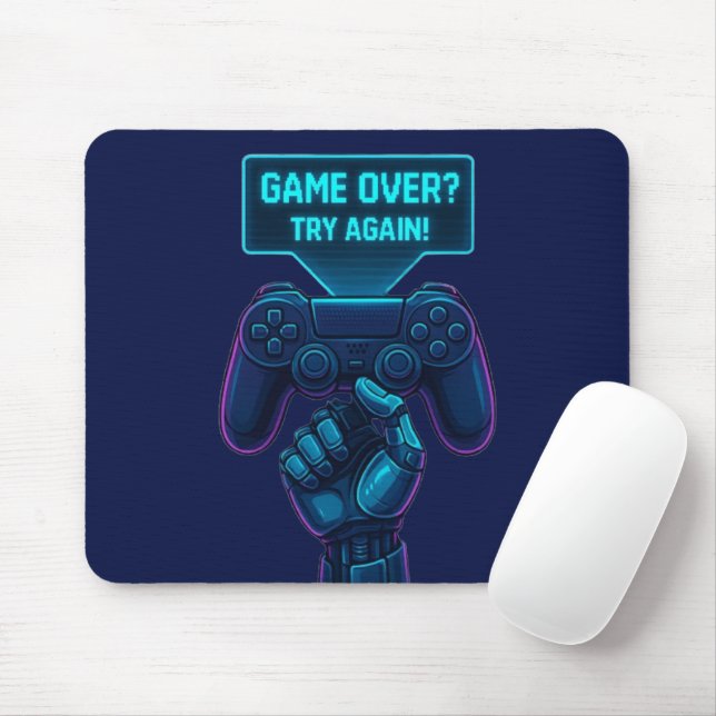 Game Over? Try Again! – Cool Futuristic Gamer  Mouse Pad (With Mouse)