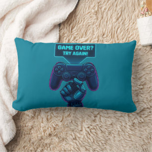 Game Over? Try Again! Futuristic Gamer Pillow