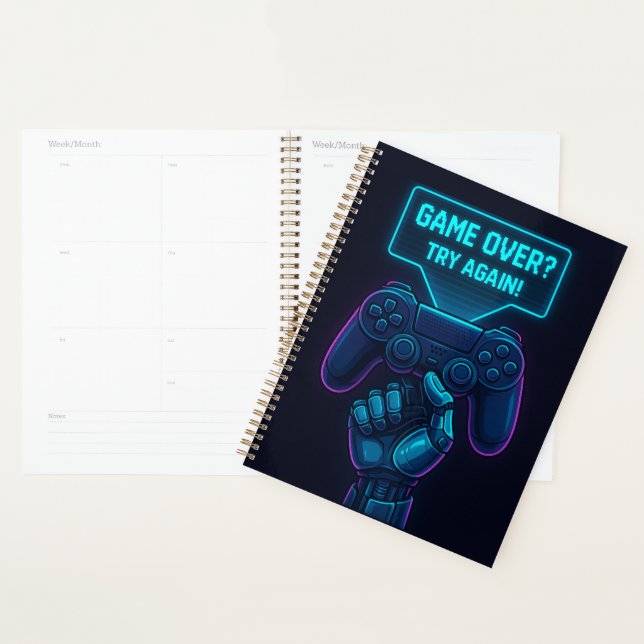 Game Over? Try Again! – Futuristic Gamer Planner (Display)