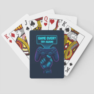 Game Over? Try Again! Futuristic Gamer Playing  Cards