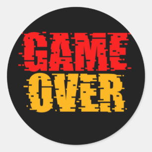 game over typography design classic round sticker