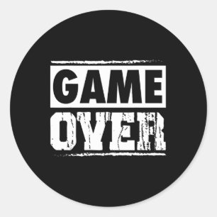 Game Over Vintage Retro Video Games Gaming Arcade Classic Round Sticker