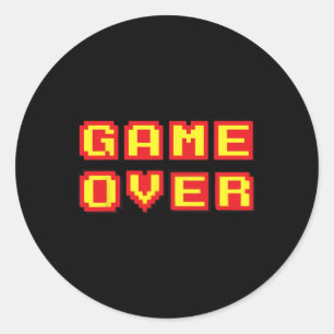 Game Over Vintage Retro Video Games Gaming Gift Ar Classic Round Sticker