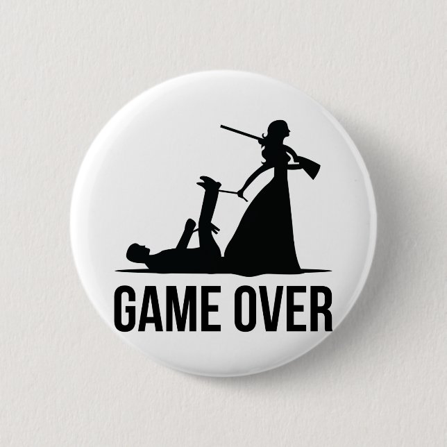 Game over - wedding 6 cm round badge (Front)