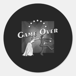 Game Over, Wedding, Marriage, Bride And Groom, Gif Classic Round Sticker