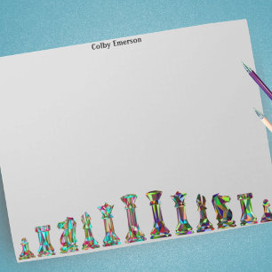 Game Players Rainbow Colour Chess Pieces Set Grey Notepad