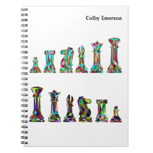 Game Players Rainbow Glass Colours Chess Pieces Se Notebook