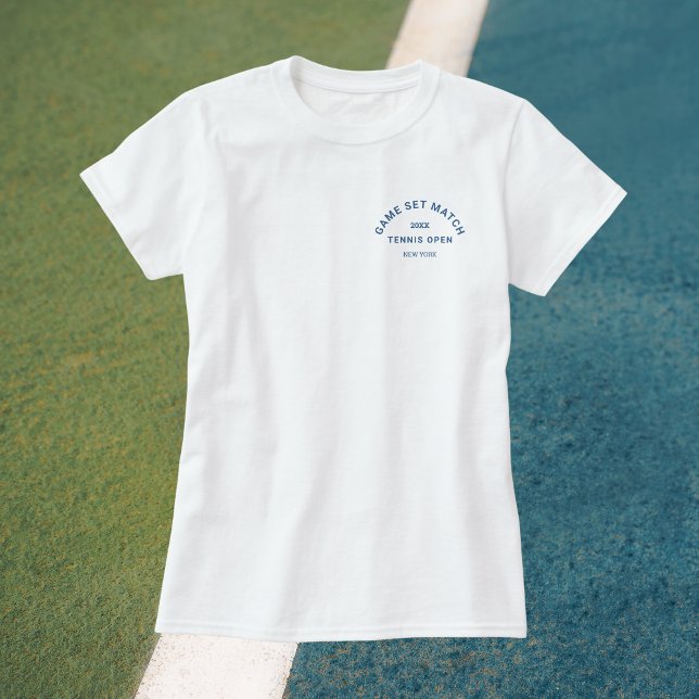 Game Set Match Blue Crest  Womens Tennis Whites T-Shirt (Creator Uploaded)