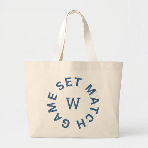 Game Set Match Blue Monogram Tennis Large Tote Bag