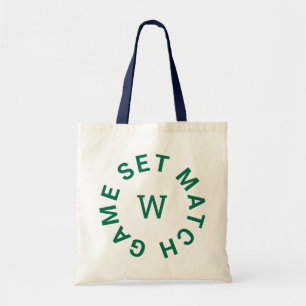 Game Set Match Green Monogram Navy Handle Tennis Tote Bag