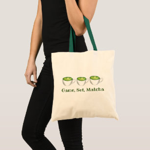 Game Set Match Matcha Green Tea Latte Foodie Tote Bag