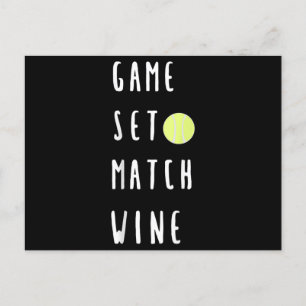 Game Set Match Wine Wine Lover Tennis Player Announcement Postcard