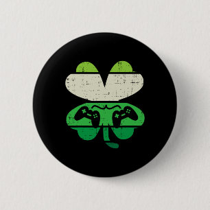 Game Shamrock Retro St Patricks Day Boys Men Girl 6 Cm Round Badge