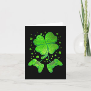 Game Shamrock St Patricks Day Gamer Boys Men Card