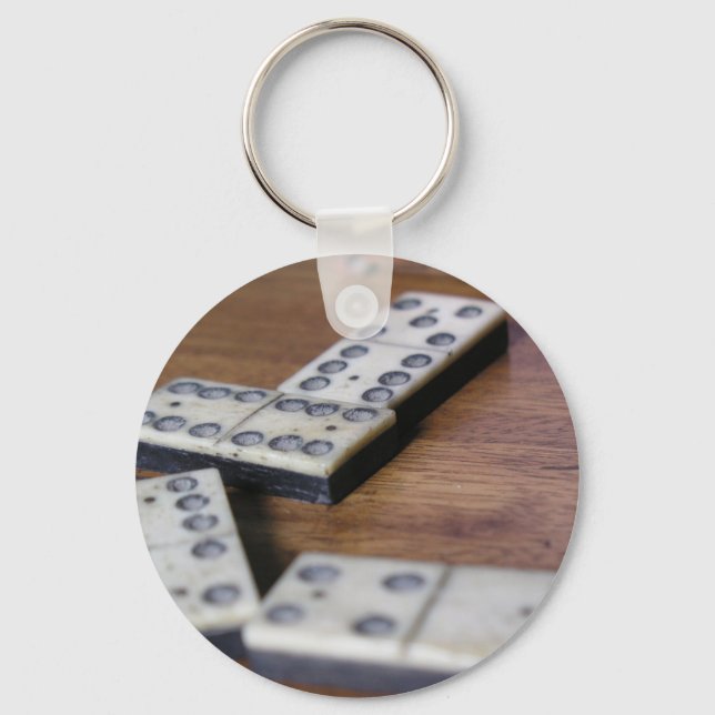 Game Table Domino Dominoes Wood Old Vintage Play Key Ring (Front)
