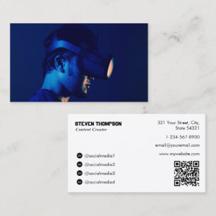 Game Tester Gamer Content Creator Full Photo White Business Card