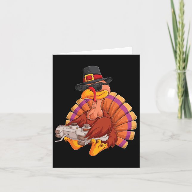 Game Thanksgiving Turkey Gamer Boys Kids Teens Gam Card (Front)
