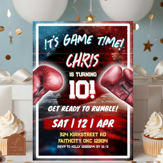 Game Time Boxing Theme Birthday Party Invitation (Creator Uploaded)