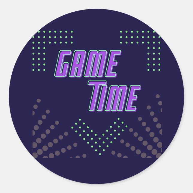 game time  classic round sticker (Front)