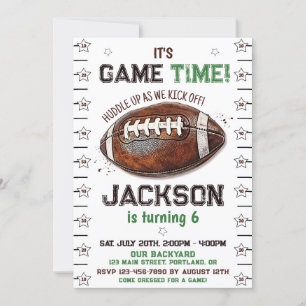 Game time football birthday invitation for a boy