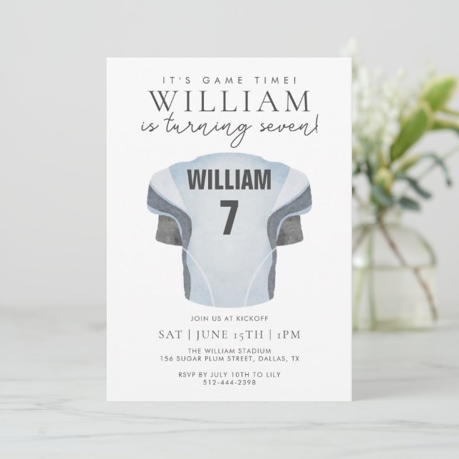 Game Time Football Jersey Birthday  Invitation (Standing Front)