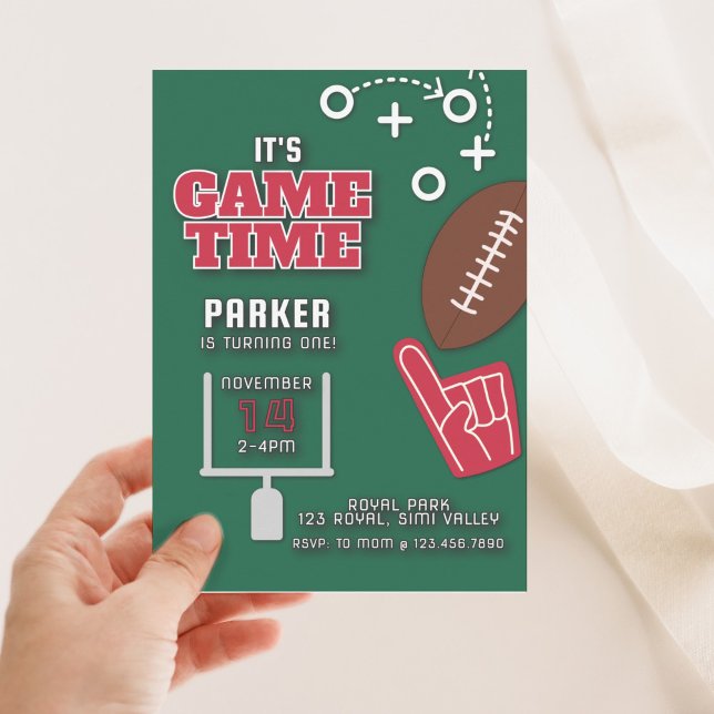 Game Time, Football party, Football Theme,Birthday Invitation (Creator Uploaded)
