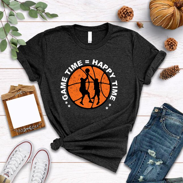Game Time = Happy Time Basketball Sports T-Shirt (Basketball Tshirt)