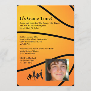 Game Time Photo Basketball Invitation
