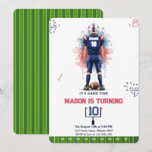 Game Time Watercolor Football Boy Birthday Invitation