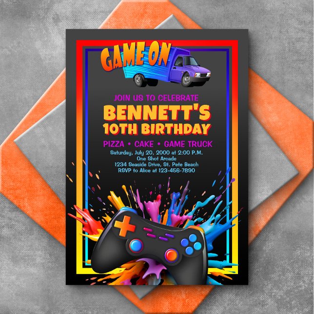 Game Truck Colourful Birthday Invitation (Creator Uploaded)