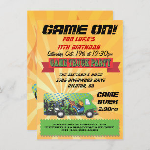 Game Truck Party Invitations