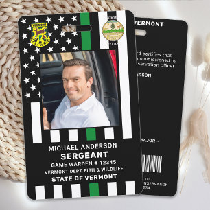 Game Warden Conservation Officer Logo Photo ID ID Badge