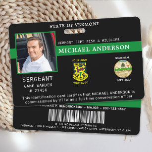 Game Warden Professional Officer Logo Photo ID ID Badge