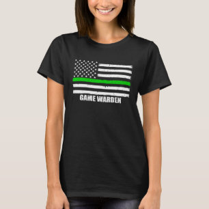 Game Warden   Thin Green Line American Flag T-Shirt