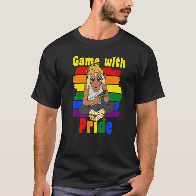 Game with Pride Gaymer Lesbian Girl Gamer Premium T-Shirt (Front)