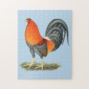 Gamecock Blue Red Rooster Jigsaw Puzzle