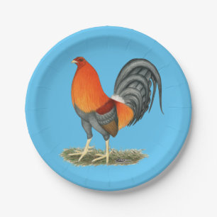 Gamecock Blue Red Rooster Paper Plate