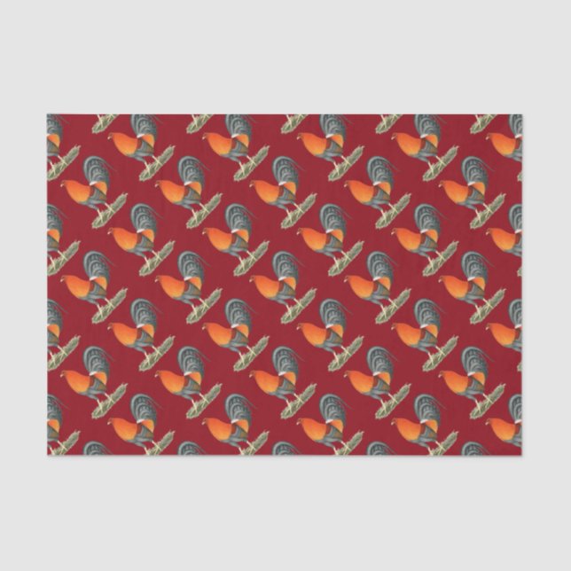 Gamecock Blue Red Rooster Tissue Paper (Front)