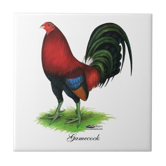 Gamecock:  Dark Red Ceramic Tile (Front)