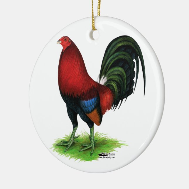 Gamecock:  Dark Red Ceramic Tree Decoration (Left)