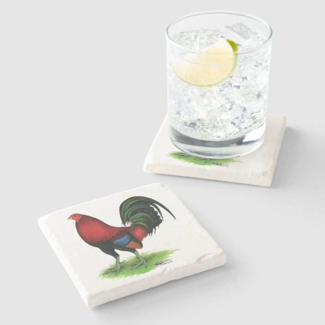 Gamecock:  Dark Red Stone Coaster (Side)