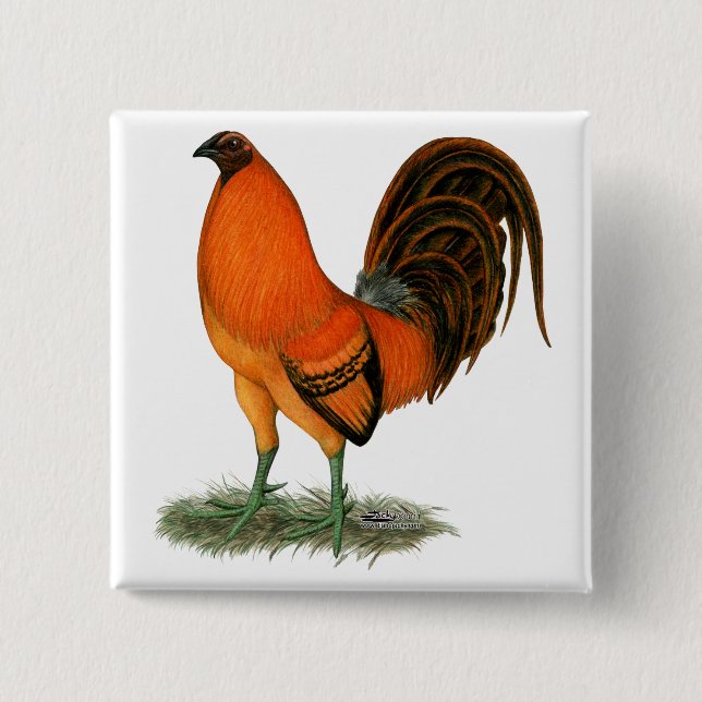 Gamecock Ginger Red Rooster 15 Cm Square Badge (Front)