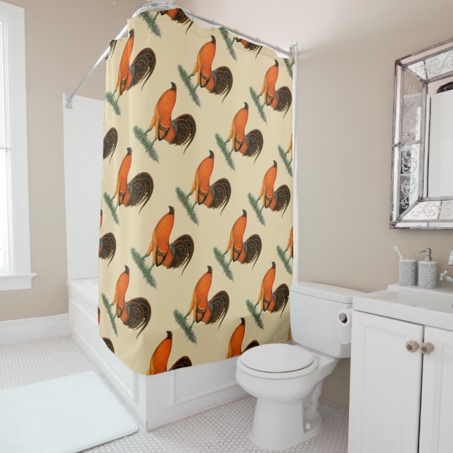 Gamecock Ginger Red Rooster Shower Curtain (In Situ)