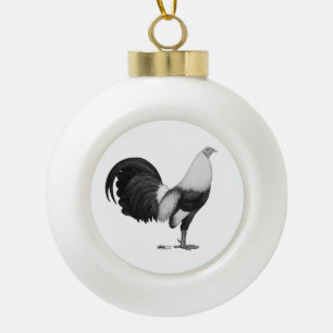 Gamecock Grey Duckwing Ceramic Ball Christmas Ornament