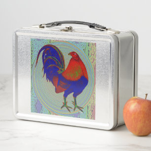 Gamecock: Impressionist Rooster Metal Lunch Box