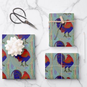 Gamecock:  Impressionist Rooster Wrapping Paper Sheet